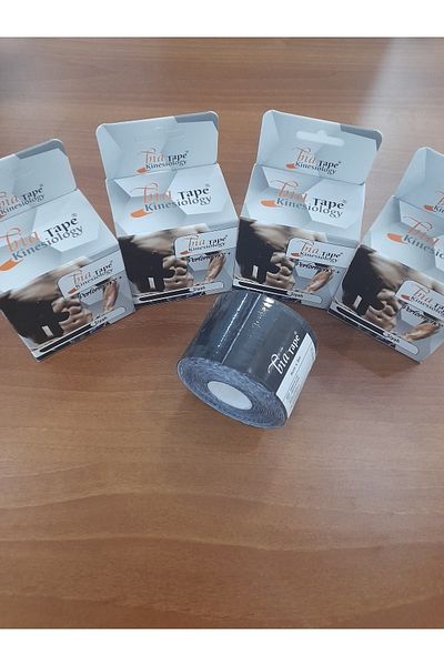BiaTape شريط ألم Bia Tape باللون الأسود 5 سم × 5 متر شريط كينيسيو 4 قطع