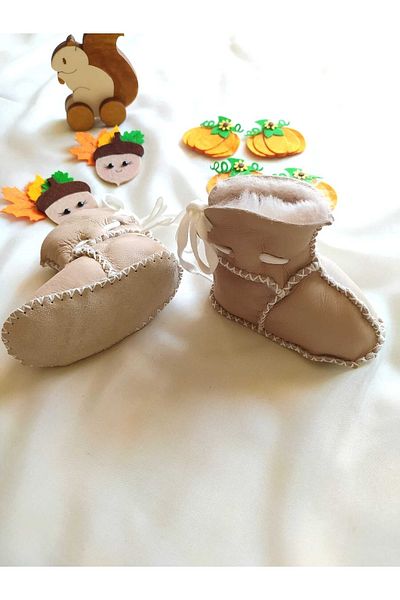 MİNİBİRİ Organic Baby Booties Slippers Baby Boots Baby Shoes