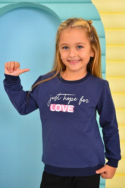 ZUZUNGA For Love Navy Blue Girls' Sweatshirt