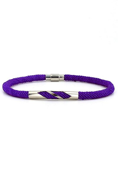 Solfera Purple Knitted String Metal Notch Magnet Men's Bracelet M027e