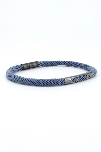 Solfera Gray Knitted String Anthracite Metal Magnet Men's Bracelet M028b