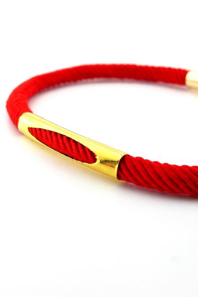 Solfera Red Knitted String Yellow Metal Magnet Men's Bracelet M026f