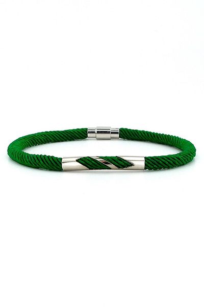 Solfera Green Knitted String Metal Notch Magnet Men's Bracelet M027f