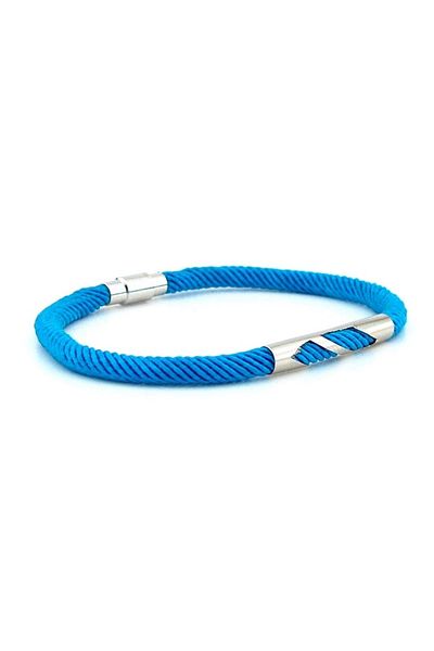 Solfera Blue Knitted String Metal Notch Magnet Men's Bracelet M027h