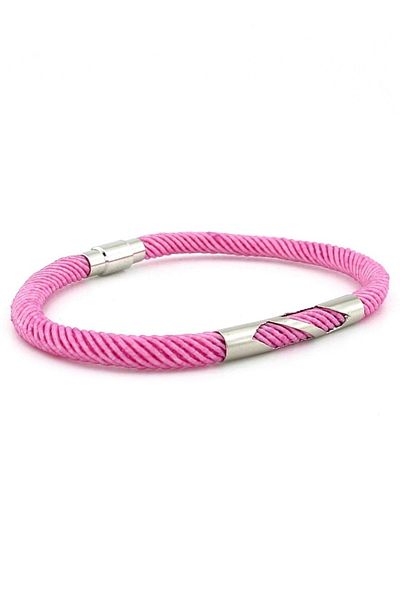 Solfera Pink Knitted String Metal Notch Magnet Men's Bracelet M027q