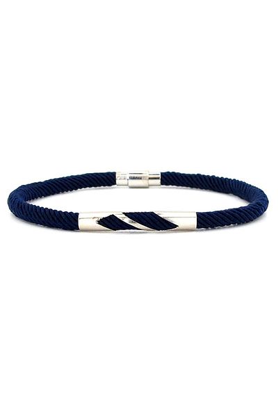 Solfera Navy Blue Knitted String Metal Notch Magnet Men's Bracelet M027d