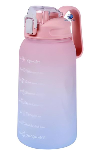 Vagonlife Mega Large Size 2000 Ml 2 Liter Dual Color Motivation Water Bottle with/without Straw