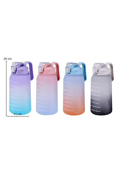 Vagonlife Mega Large Size 2000 Ml 2 Liter Dual Color Motivation Water Bottle with/without Straw
