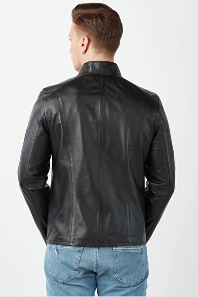 Deriza Red Garnished Double Sided Genuine Leather Men's Coat