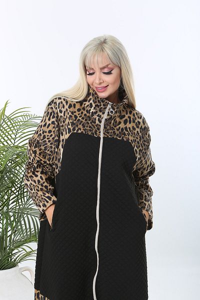 XL Modam Women's Large Size Leopard Long Cardigan