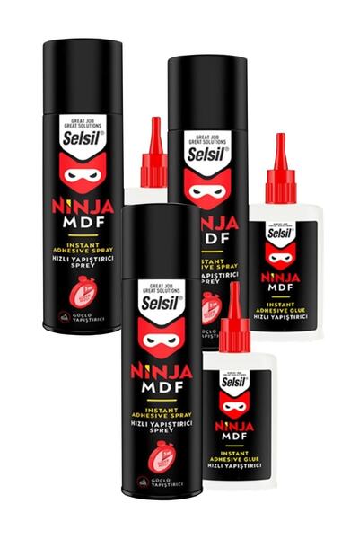 Selsil Ninja Mdf Hızlı Yapıştırıcı 3 Adet 200 Ml+50 Gr (3'lü Paket)