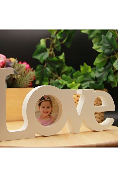 HEDİYEBİZİZ Wooden White Frame with Love Writing