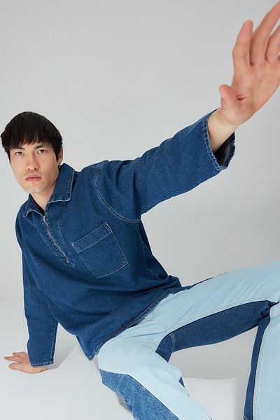 Trendyol Collection Hemd - Dunkelblau - Oversized