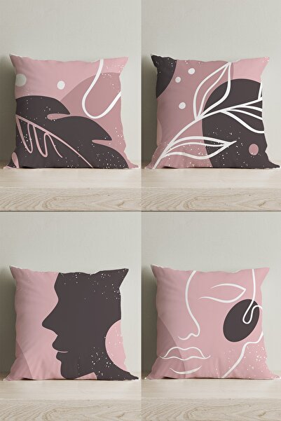 LadiesHome غطاء وسادة مزخرف مطبوع رقميًا على الوجهين بتصميم مخصص مكون من 4 قطع