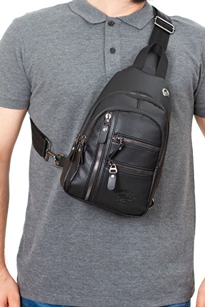 Newish Kadın Siyah Su Geçirmez Vegan Deri Çapraz Omuz Çantası Body Bag 18cmx27cm)