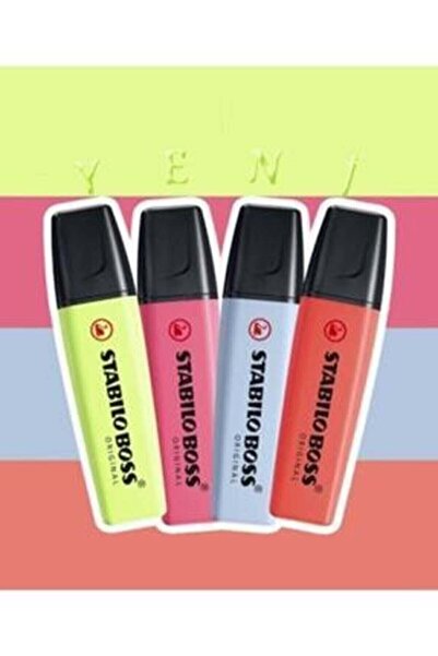 Stabilo Boss Yeni 4 Pastel Renk 2020 Pastels Coral-azure-lime-cherry