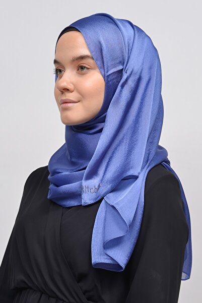 Altobeh Janjan Rochie de seară Hijab din satin strălucitor cu textura șal șifon-denim
