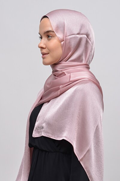 Altobeh Janjan Shiny Satin Textured Hijab Evening Dress Chiffon Shawl-Dark Pink