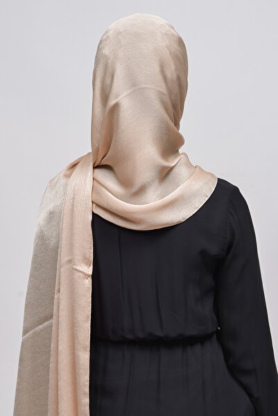 Altobeh Janjan Shiny Satin Textured Hijab βραδινό φόρεμα σιφόν σάλι-άμμος μπεζ