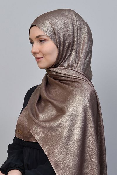 Altobeh Διπλό Χρώμα Γυαλιστερό Glitter Glitter Princess Hijab Σάλι Βαμβακερό Κέδρος - Ασημί