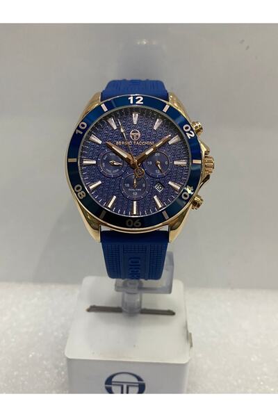 Sergio Tacchini Sergio Taccini Lacivert Silikon Kordon Rose Gold Çelik 5 Atm ...