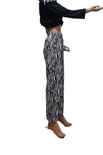 eflin Women's Hijab Swimsuit Single Pants Zebra Black-white