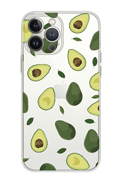 shoptocase Iphone 14 Pro Uyumlu Avokado Tasarımlı Premium Şeffaf Telefon Kılıfı
