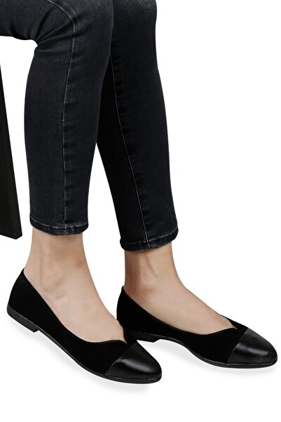 RENKLİBUTİK Pantofi de balerină negri casual pentru femei