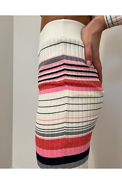 ONLY Φούστα Onlfleur Jacquard με ελαστική μέση, πλεκτή φούστα με χρωματιστά μπλοκ