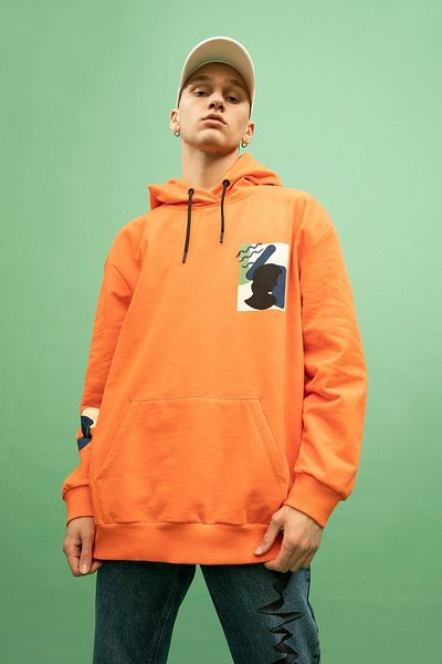 DeFacto Cool φούτερ με στάμπα με κουκούλα oversize