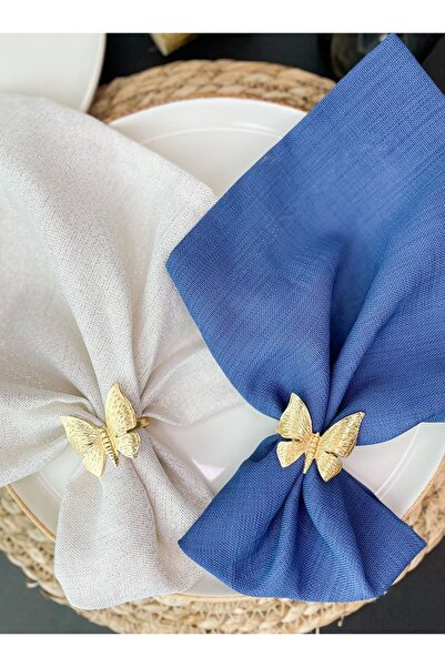 MIARIK DESIGN & DEKORASYON Döküm 6’lı Kelebek Peçete Halkası Peçete Yüzüğü Gold