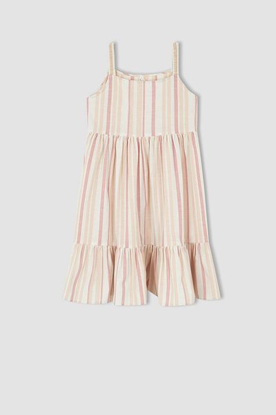 DeFacto Kleid - Beige - Gerüschter Saum