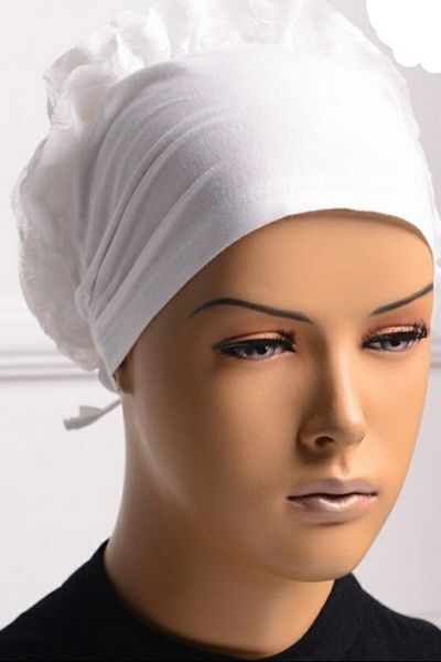 Aydın Bone Lace Frilly Lace Up Combed Cotton Bonnet