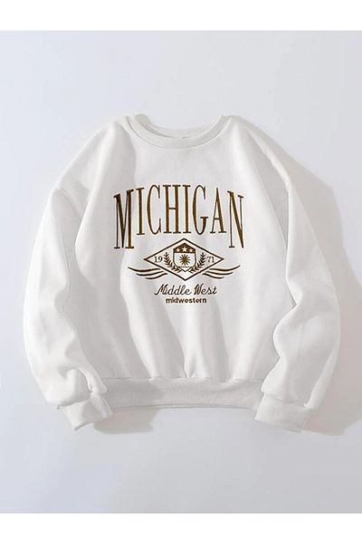 Machetta Hanorac oversize cu imprimeu, unisex, Michigan Middle West