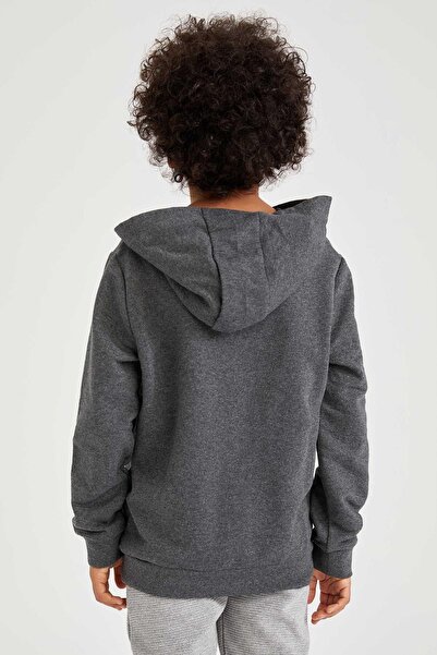 DeFacto Erkek Çocuk Kapüşonlu Kanguru Cepli İçi Yumuşak Tüylü Sweatshirt