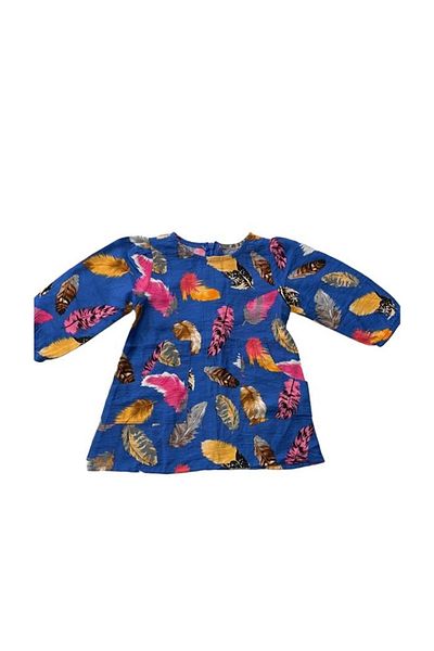 Çikoby Baby Girl Cotton Leaf Patterned Dress
