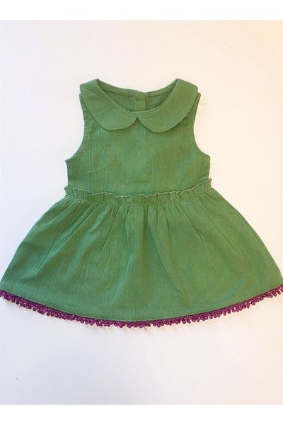 Çikoby Girl's Cotton Baby Collar Scalloped Dress