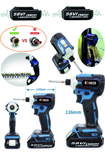 Genel Markalar Böhr 58vf Kömürsüz Brushless 5000mah Çift Akülü Profesyonel To...