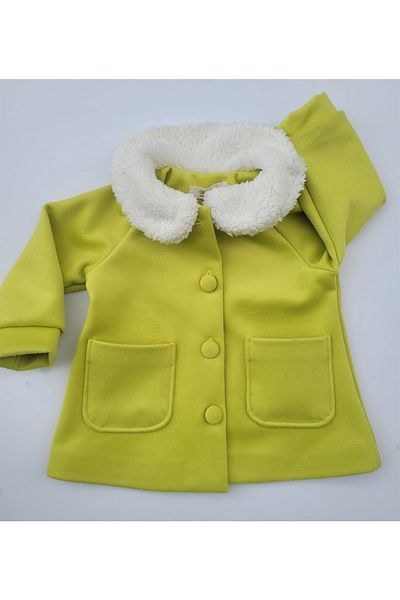 Çikoby Baby Girl Kids Stamp Fur Collar Coat
