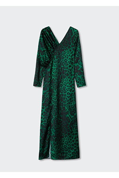 MANGO Woman Dökümlü Leopar Desenli Elbise