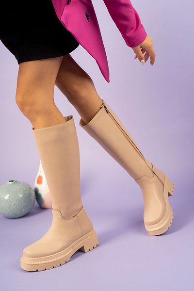 PASSAGE SHOES 7017 Γυναικείες μπότες με φερμουάρ με μπουτάκι