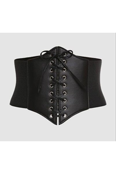 Genel Markalar Kadın Siyah Lastikli Korse Kemer Siyah