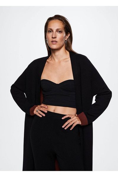 MANGO Woman Flare Knitwear Trousers with Slit Detail