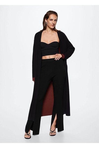 MANGO Woman Flare Knitwear Trousers with Slit Detail