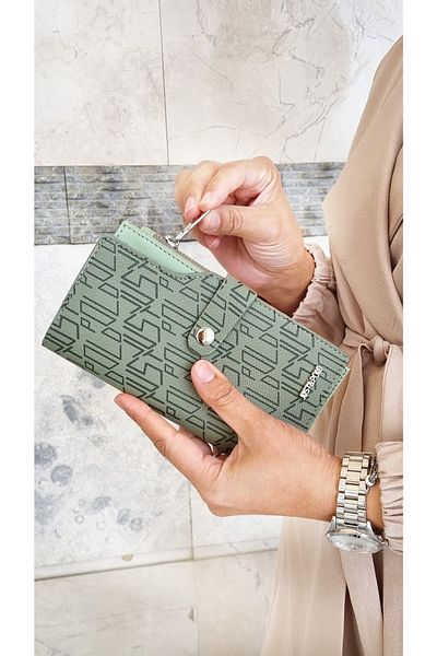 Just Polo محفظة نسائية خضراء متعددة الأقسام مكونة من 27 حجرة