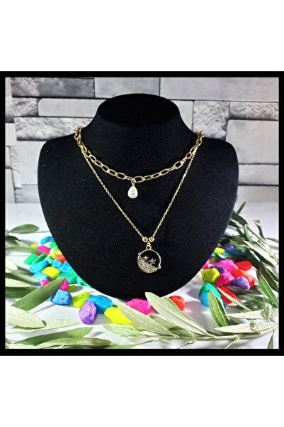 FAMİLY Inci Temalı Çoklu Model Gold Renk Paslanmaz Ve Kararmaz Çelik Kolye