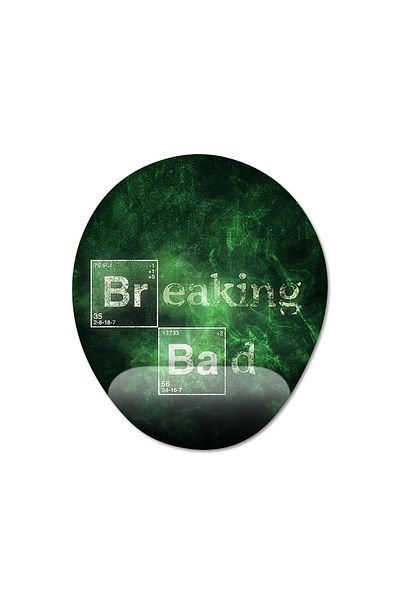 Pixxa موديل لوحة ماوس مع مسند للمعصم من Breaking Bad - 1 بيضاوي