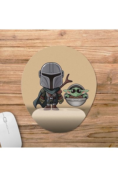 Pixxa نموذج لوحة الماوس لمسند المعصم من The Mandalorian - 5 بيضاوي