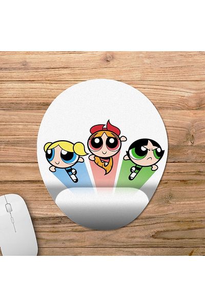 Pixxa موديل لوحة ماوس مدعومة للمعصم للفتيات من Powerpuff - 3 بيضاوي