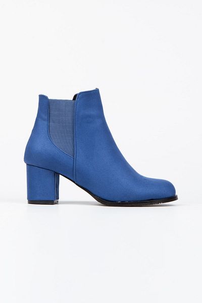 irmona Meri Indigo Blue Luxury Suede ελαστικές κοντές μπότες με τακούνι